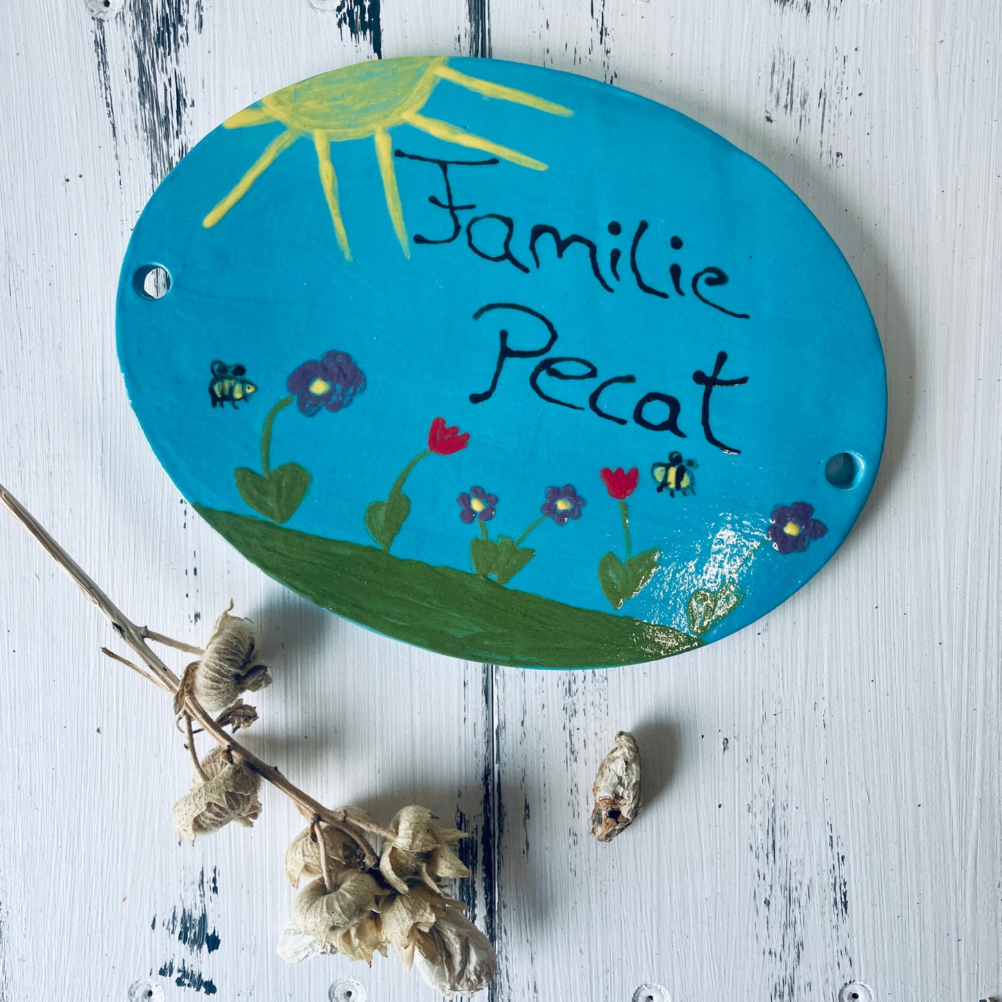 Großes Türschild Rohling oval – zum Bemalen | 20 cm × 15,5 cm
