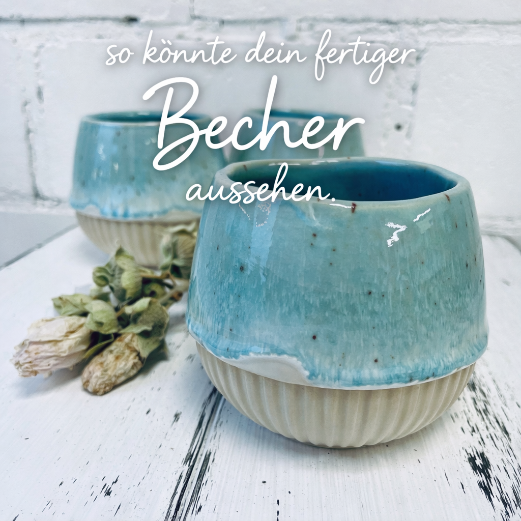 Kleiner weißer (Ton mit Spots) Becher mit Strukturmuster — ca. 250 ml