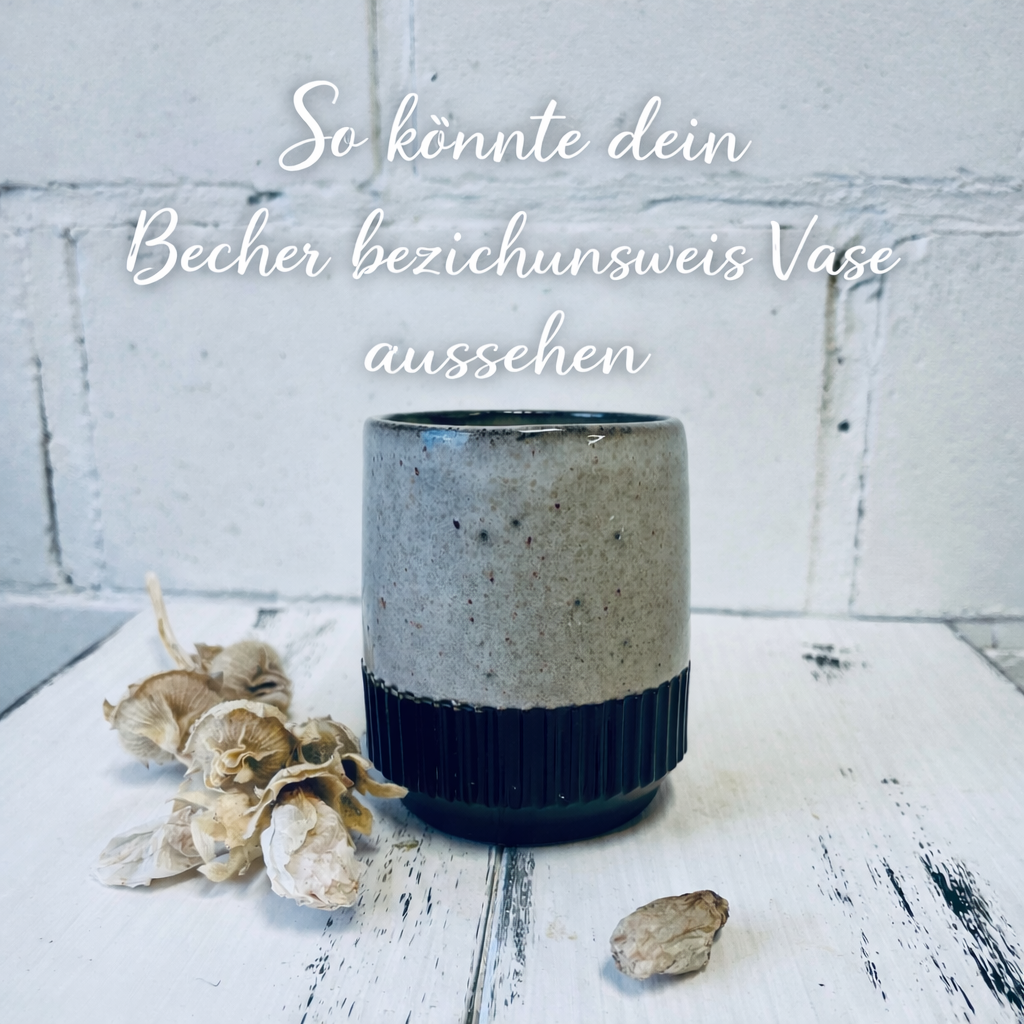 Becher / kleine Vase – Keramikrohling (schwarzer Ton)