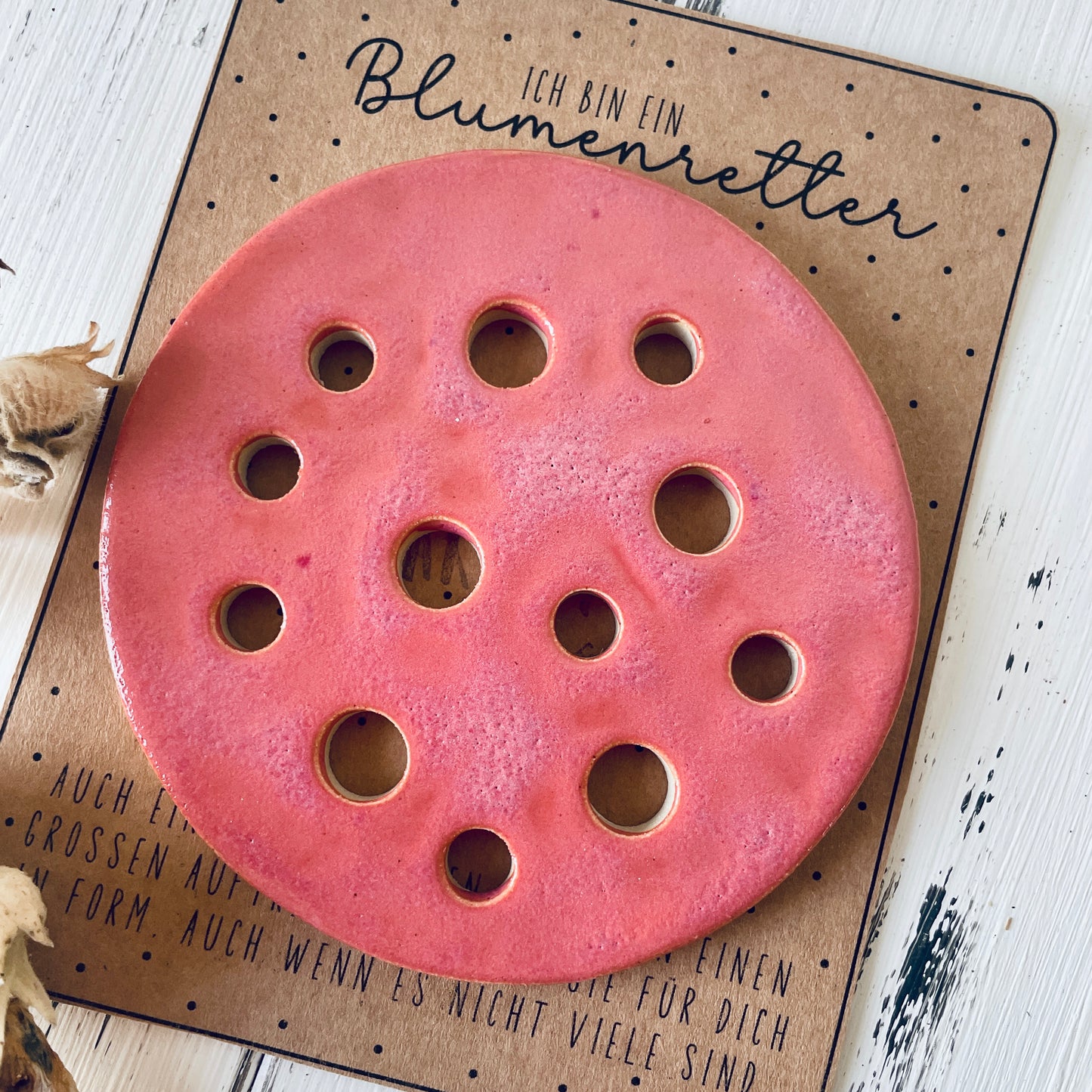 Großer Blumenretter aus Keramik – handgemachte Blumensteckhilfe – Blumendeckel für Vasen & Gläser – nachhaltige Geschenkidee, Floristik-Tool
