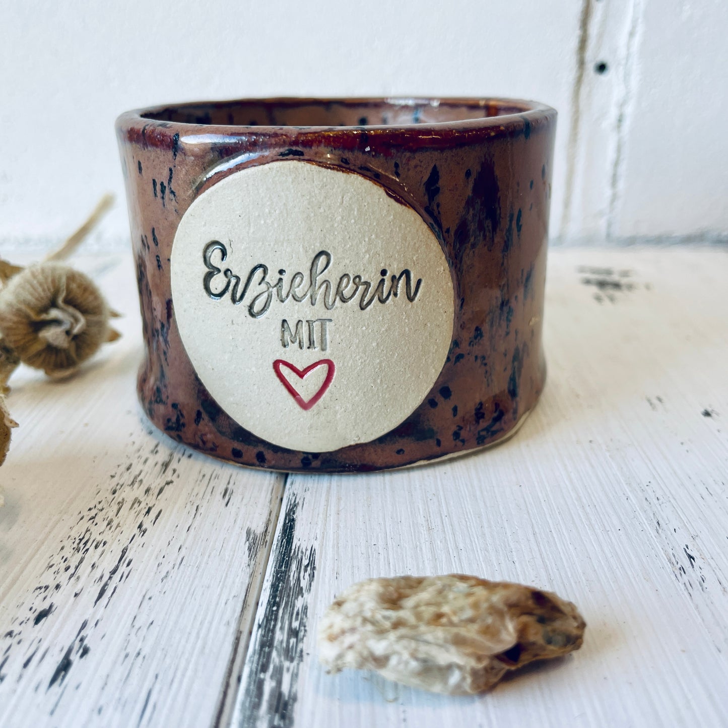 Kerzenbecher „Erzieherin mit Herz“ – handgemachtes Dankeschön