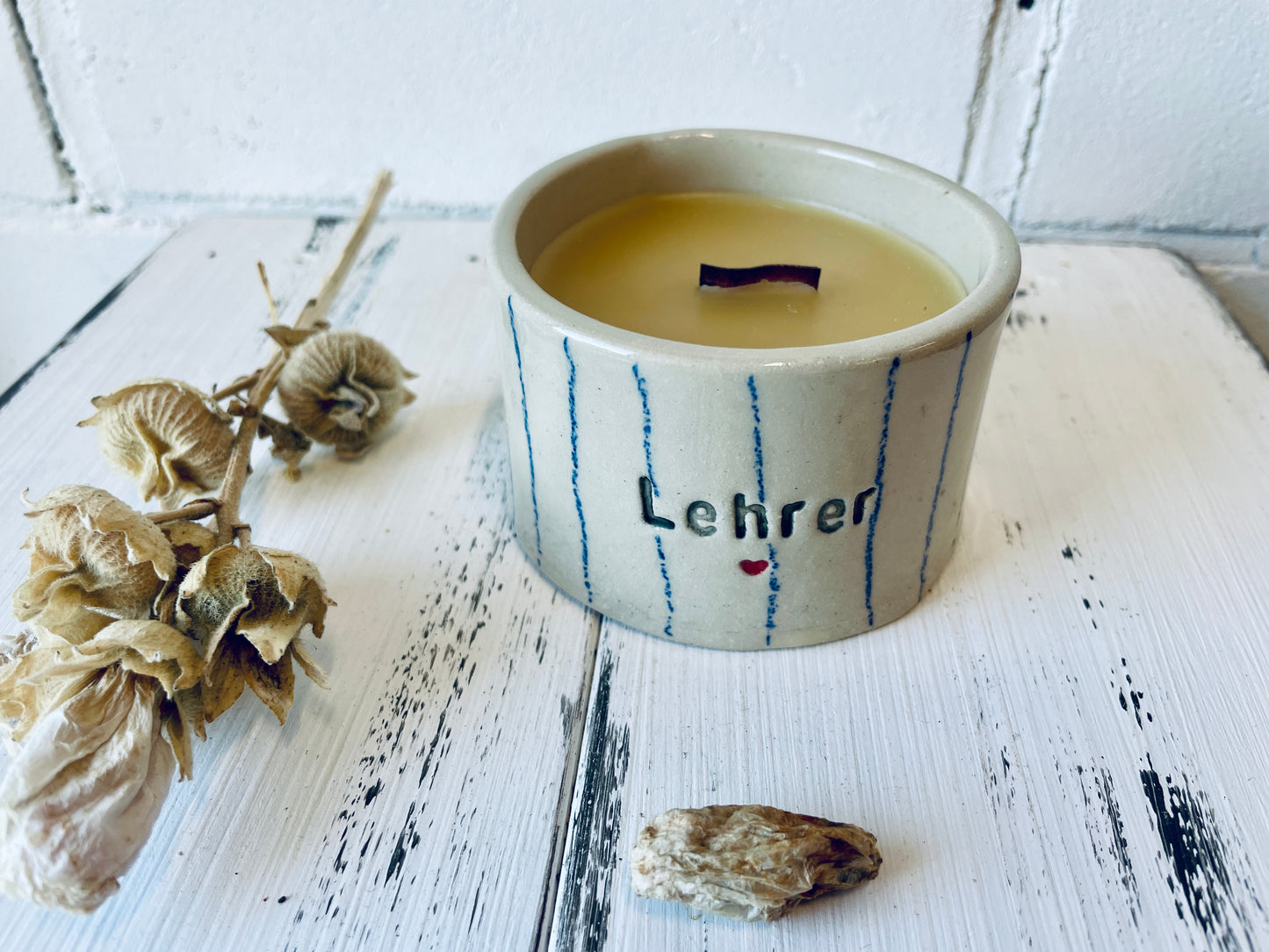 Kerzenbecher „Lehrer“ – handgemacht mit Herz