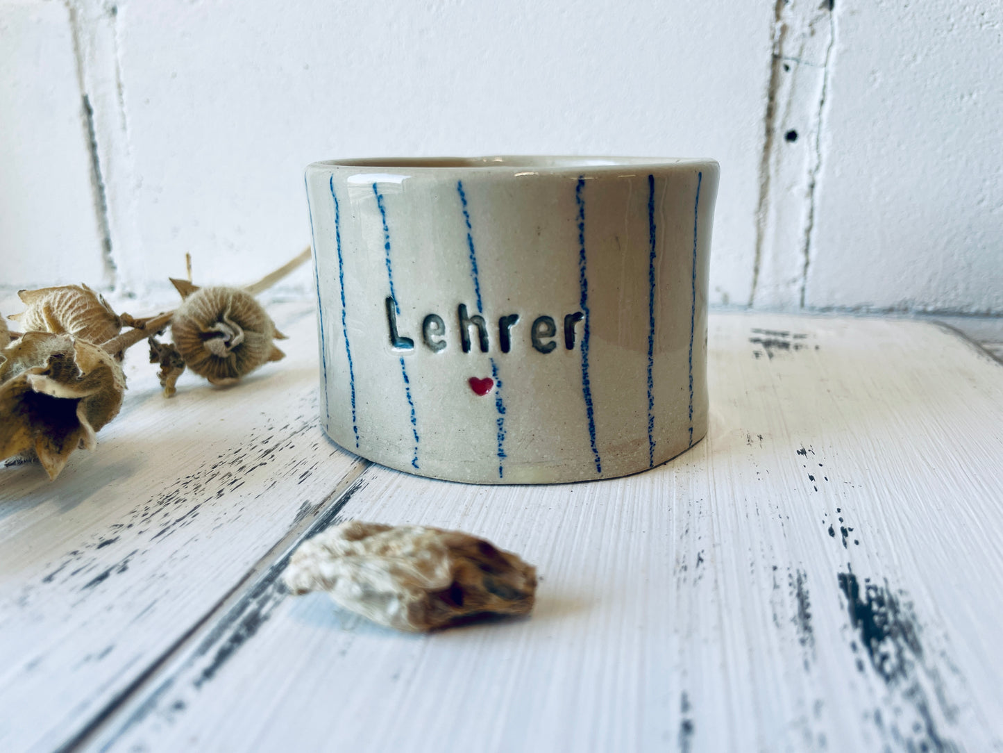 Kerzenbecher „Lehrer“ – handgemacht mit Herz