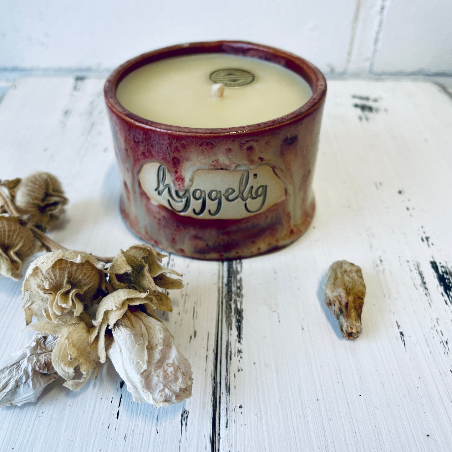 Handgemachte Kerzenkeramik mit Baumwolldocht, Bienenwachskerze