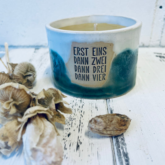 Adventskerze – Handgemachte Kerzenkeramik mit Baumwolldocht, Bienenwachskerze