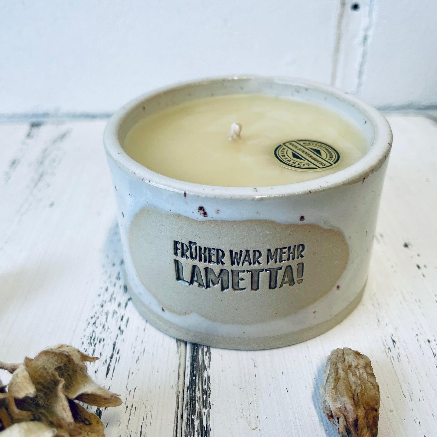 Weihnachtskerze – Handgemachte Kerzenkeramik mit Baumwolldocht, Bienenwachskerze