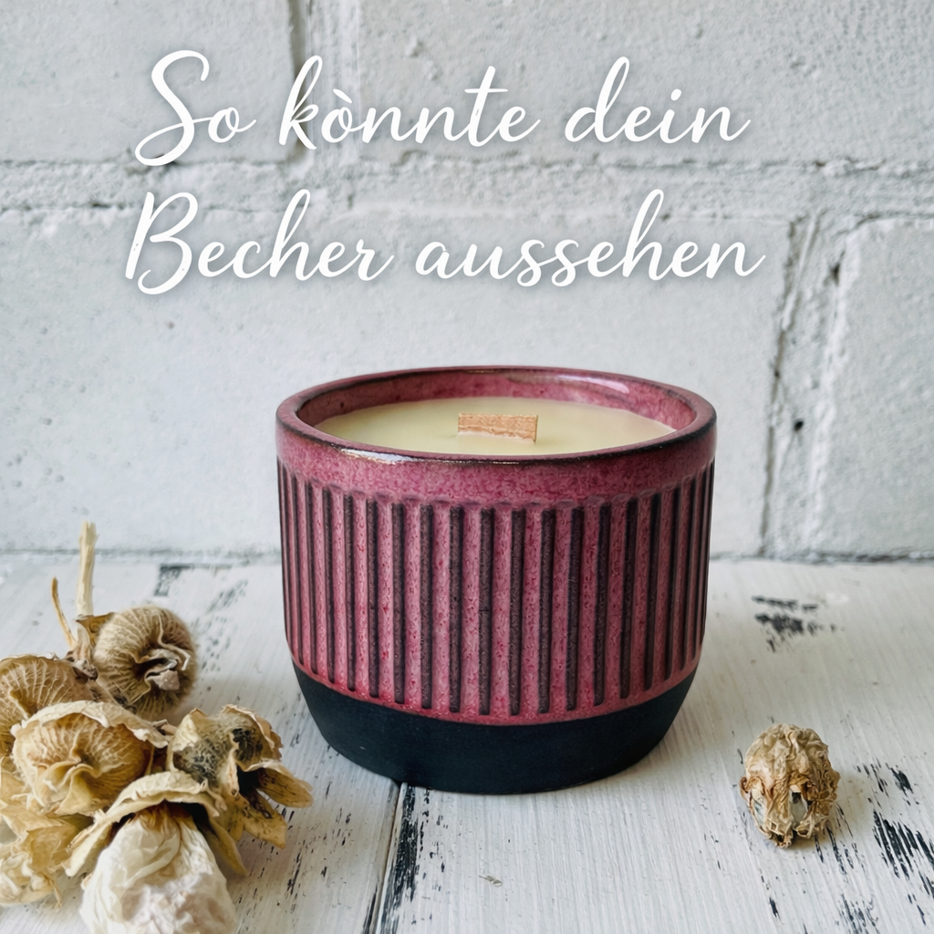 Kleiner Becher mit Muster aus weißem Ton mit Spots– Rohling für Keramikmalkurse