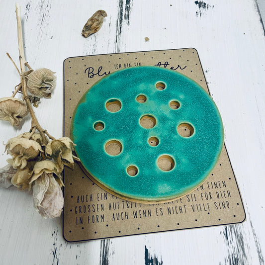 Großer Blumenretter aus Keramik – handgemachte Blumensteckhilfe – Blumendeckel für Vasen & Gläser – nachhaltige Geschenkidee, Floristik-Tool