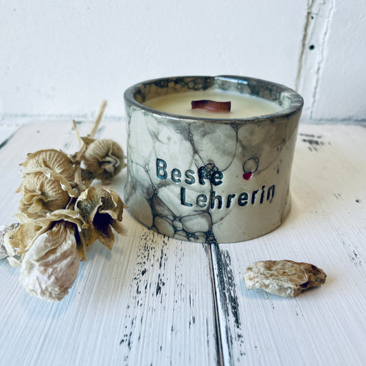 Kerzenbecher „Beste Lehrerin“ – handgemachtes Dankeschön