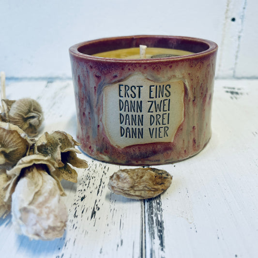 Adventskerze – Handgemachte Kerzenkeramik mit Baumwolldocht, Bienenwachskerze