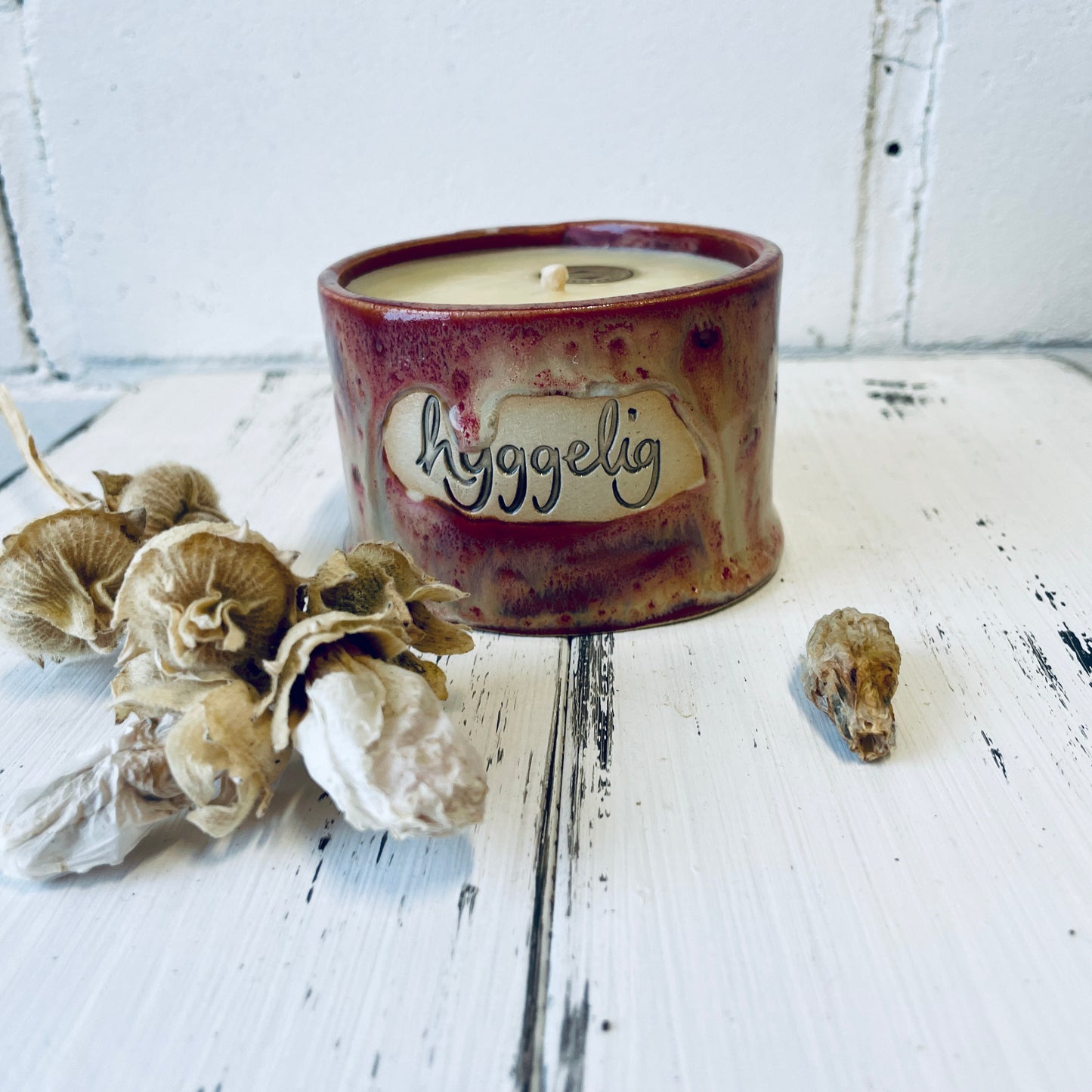 Handgemachte Kerzenkeramik mit Baumwolldocht, Bienenwachskerze