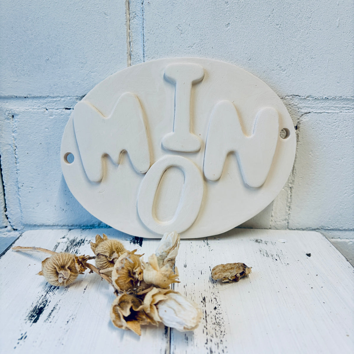 Großes Türschild „Moin“ Rohling oval – zum Bemalen | 20 cm × 15,5 cm