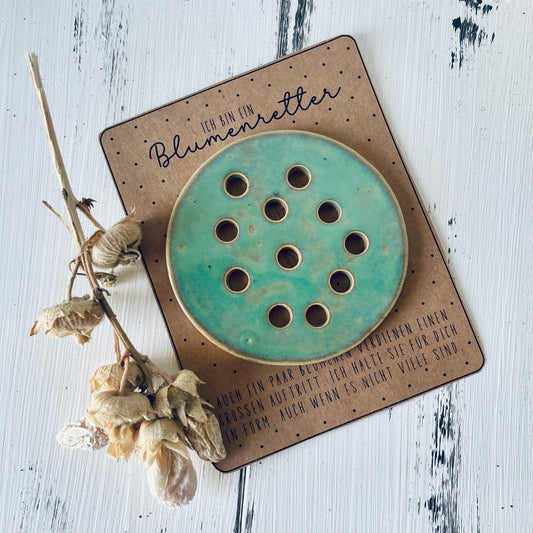 Mittlerer Blumenretter aus Keramik – handgemachte Blumensteckhilfe – Blumendeckel für Vasen & Gläser – nachhaltige Geschenkidee, Floristik-Tool