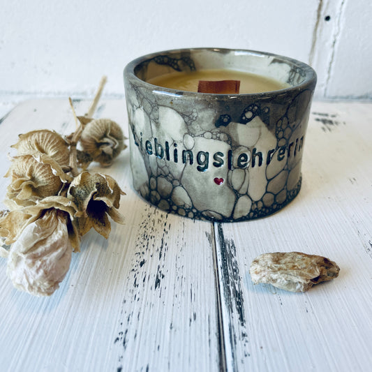 Kerzenbecher „Lieblingslehrerin“ – handgemachtes Dankeschön