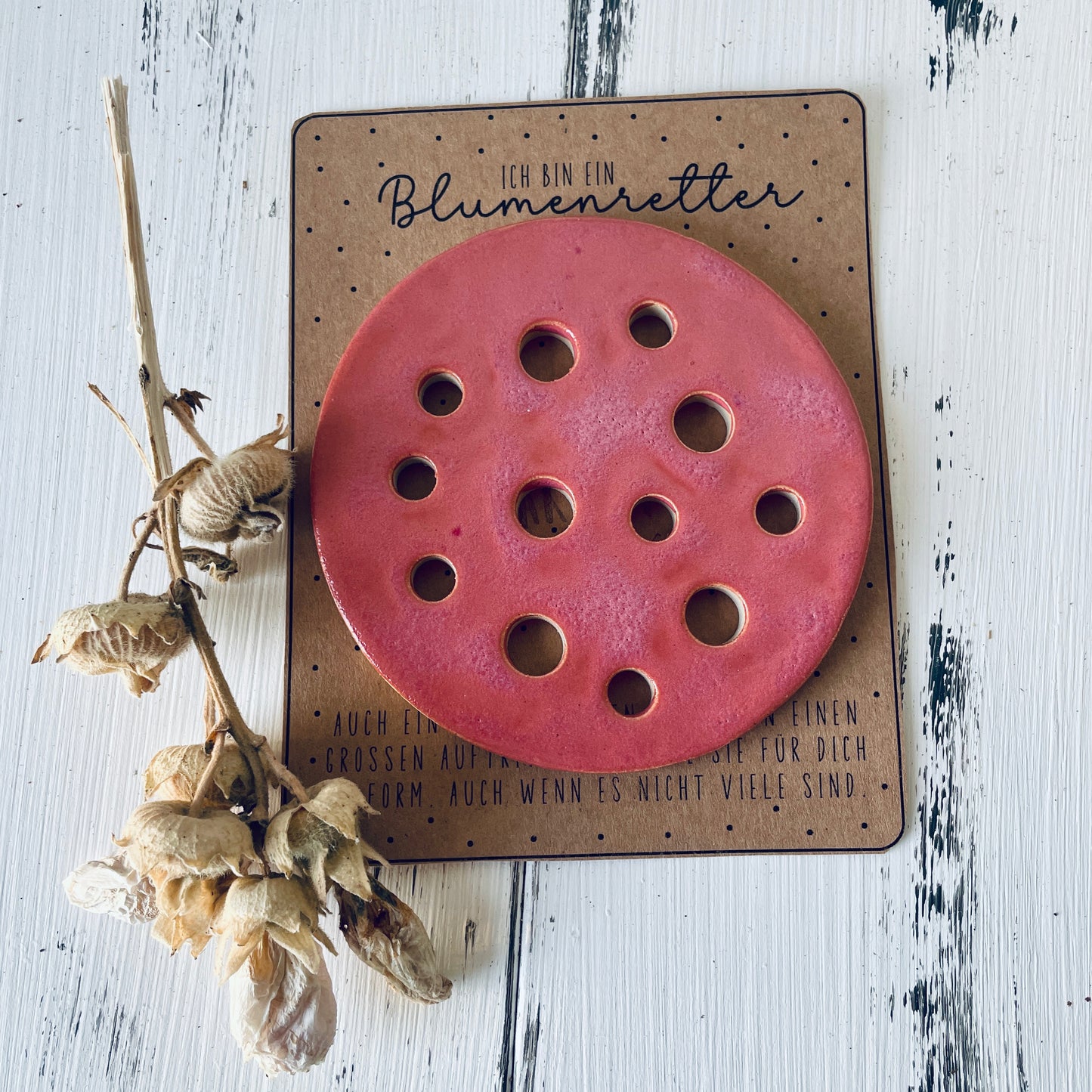 Mittlerer Blumenretter aus Keramik – handgemachte Blumensteckhilfe – Blumendeckel für Vasen & Gläser – nachhaltige Geschenkidee, Floristik-Tool