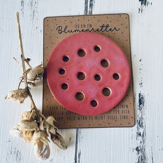 Großer Blumenretter aus Keramik – handgemachte Blumensteckhilfe – Blumendeckel für Vasen & Gläser – nachhaltige Geschenkidee, Floristik-Tool