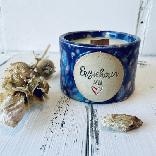 Kerzenbecher „Erzieherin mit Herz“ – handgemachtes Dankeschön