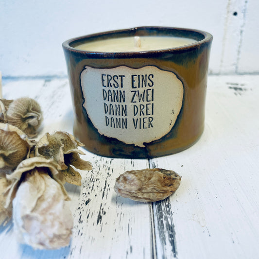Adventskerze – Handgemachte Kerzenkeramik mit Baumwolldocht, Bienenwachskerze