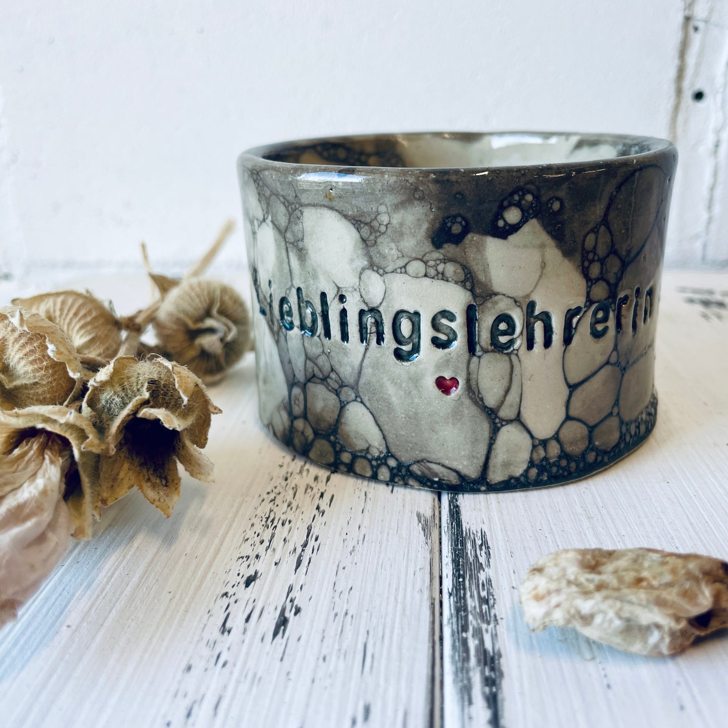 Kerzenbecher „Lieblingslehrerin“ – handgemachtes Dankeschön
