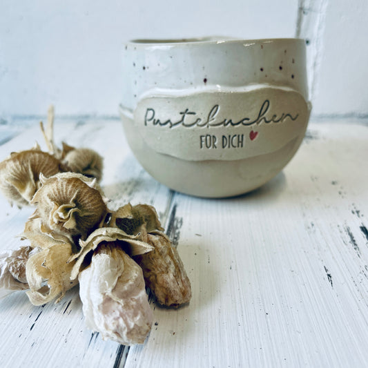 Pustekuchen für dich – Handgemachte Kerzenkeramik mit Baumwolldocht, Bienenwachskerze