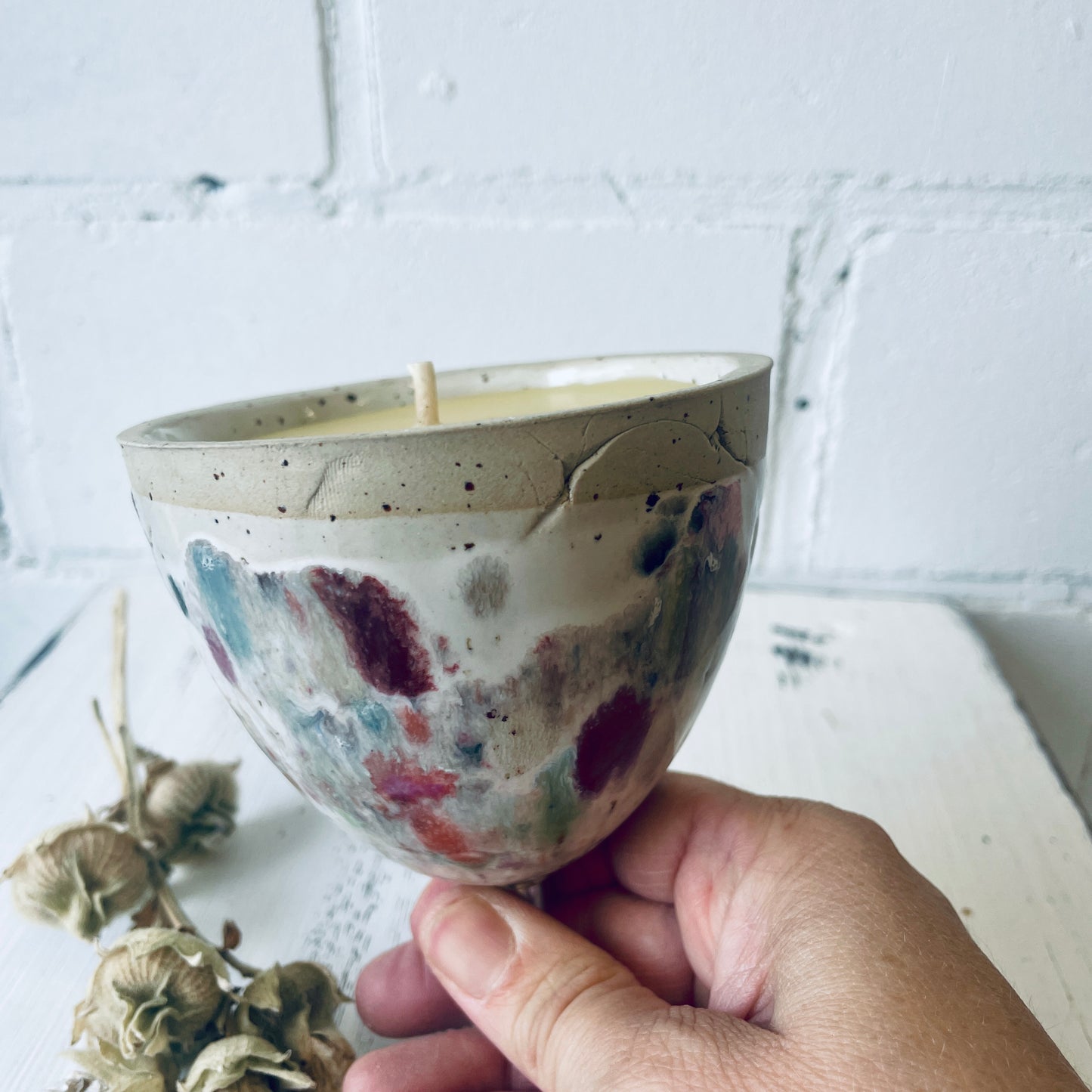 Gartenfackel aus Keramik – handgemacht & mit Bienenwachs gefüllt