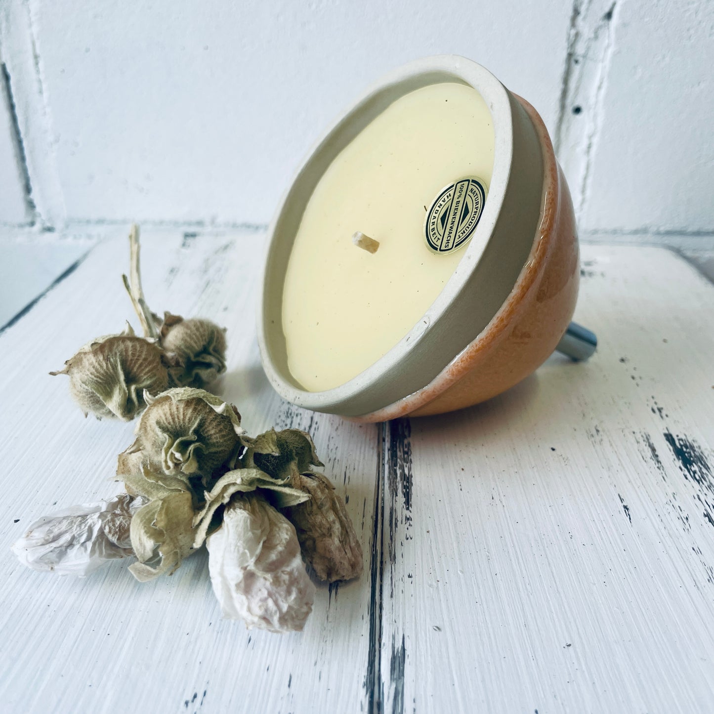 Gartenfackel aus Keramik – handgemacht & mit Bienenwachs gefüllt