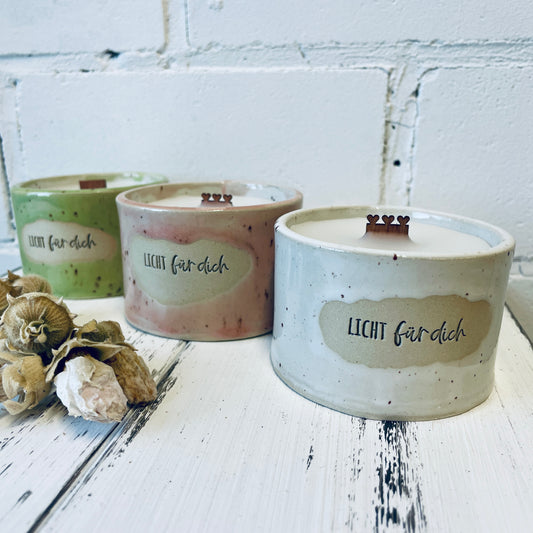 Keramik-Kerze mit Spruch – „Licht für dich“