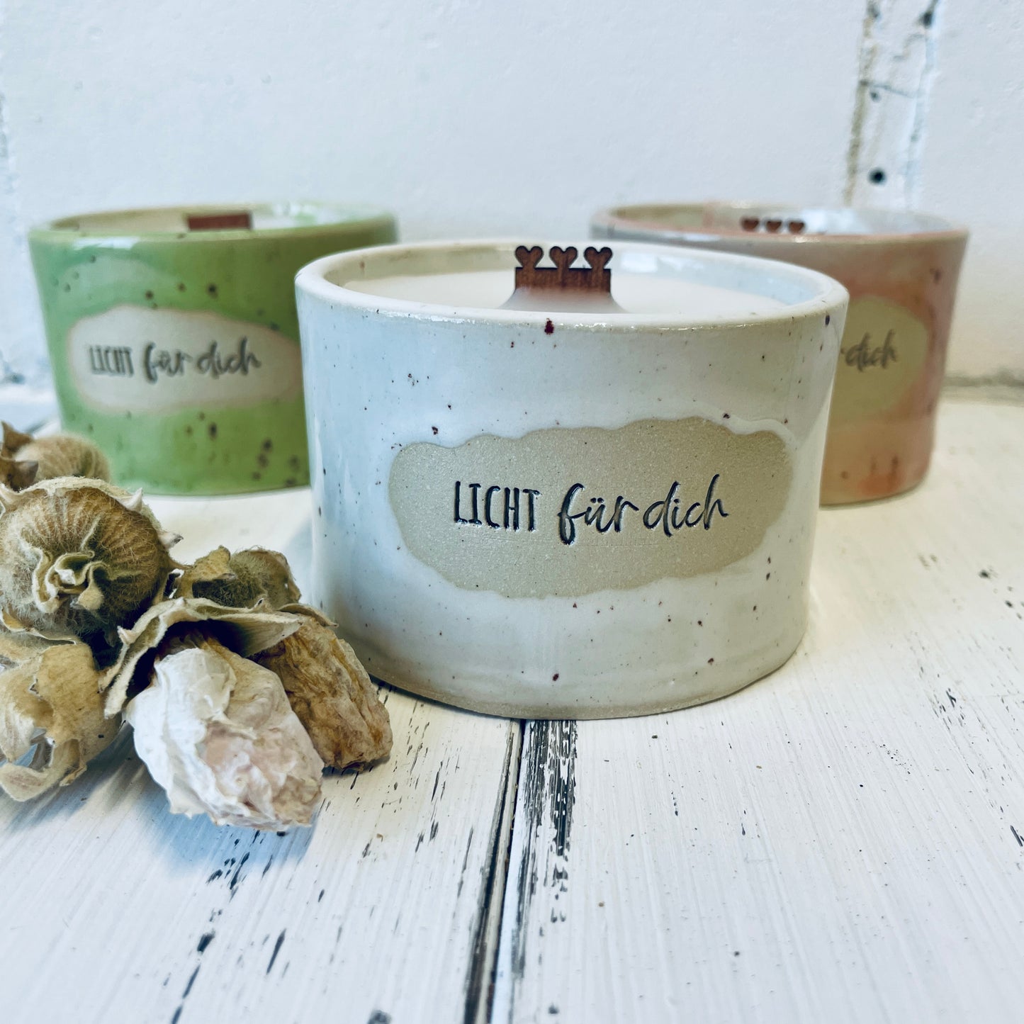 Keramik-Kerze mit Spruch – „Licht für dich“