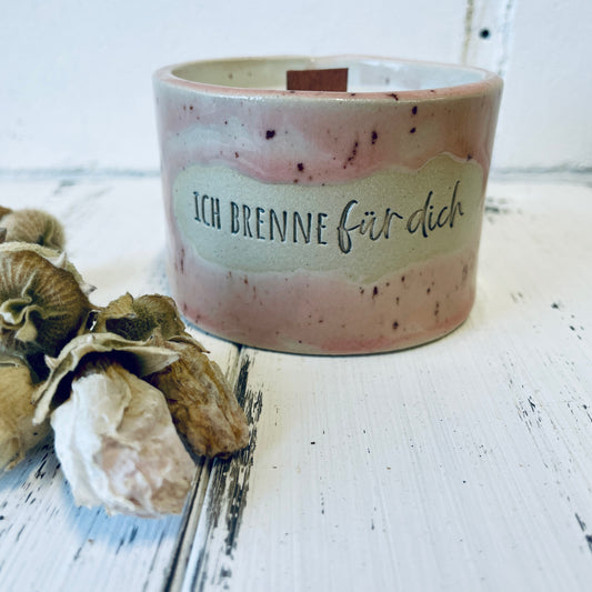 Keramik-Kerze mit Spruch – „ich brenne für dich“
