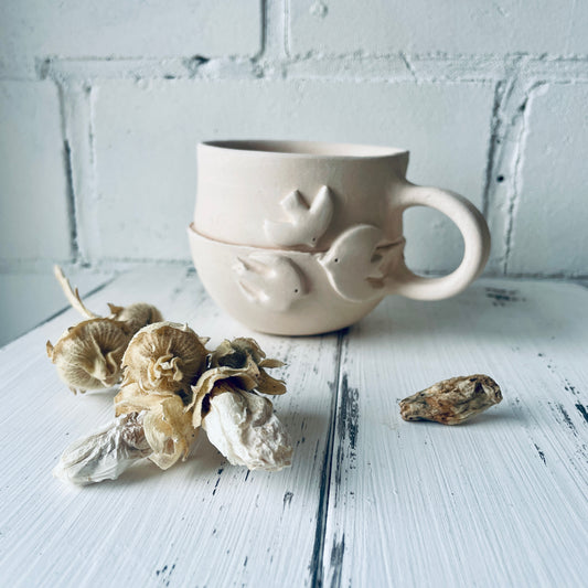 Becher mit Vögelchen – Rohling zum Keramikmalen